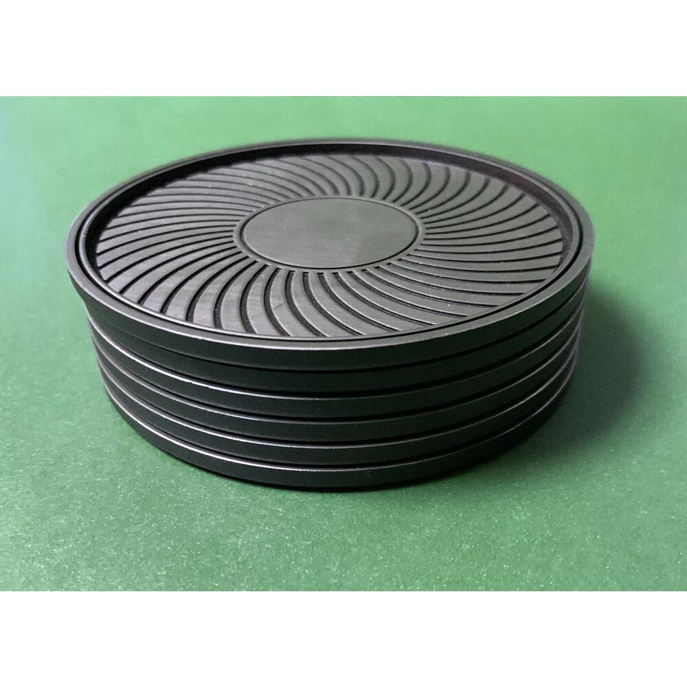 German Plastic Silver Swirl Coasters Set of 6